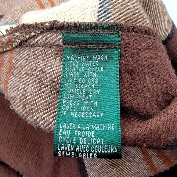 Lauren Ralph Lauren  Plaid Flannel Long Shacket Brown/Beige Front Zipper - Picture 14 of 16